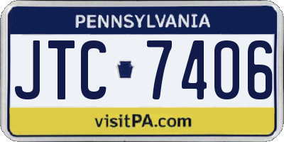 PA license plate JTC7406