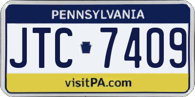 PA license plate JTC7409