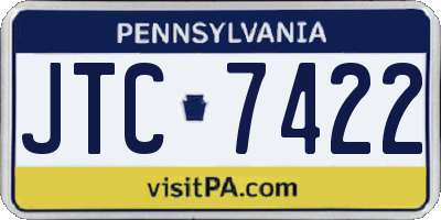 PA license plate JTC7422
