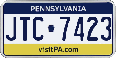 PA license plate JTC7423