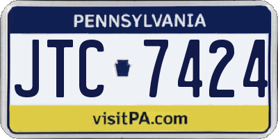 PA license plate JTC7424