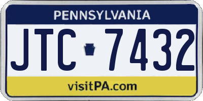 PA license plate JTC7432