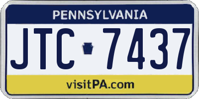 PA license plate JTC7437