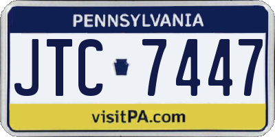 PA license plate JTC7447