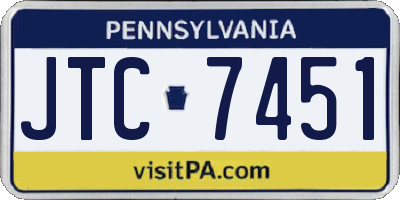 PA license plate JTC7451