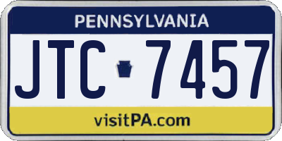 PA license plate JTC7457