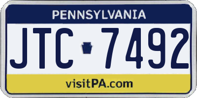 PA license plate JTC7492