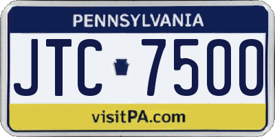 PA license plate JTC7500
