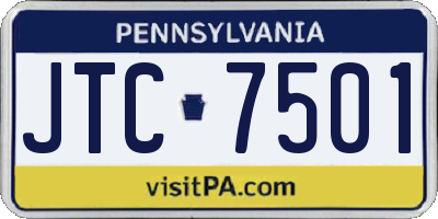 PA license plate JTC7501