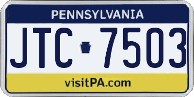 PA license plate JTC7503