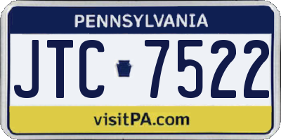 PA license plate JTC7522