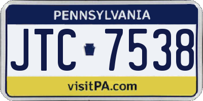 PA license plate JTC7538