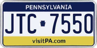 PA license plate JTC7550