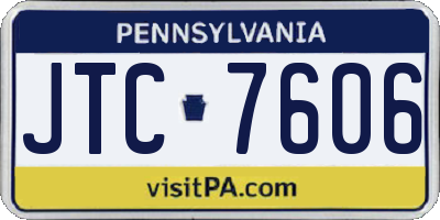 PA license plate JTC7606