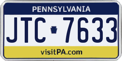 PA license plate JTC7633