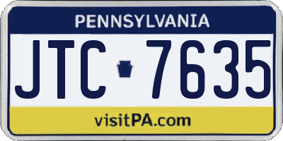 PA license plate JTC7635