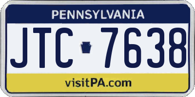 PA license plate JTC7638