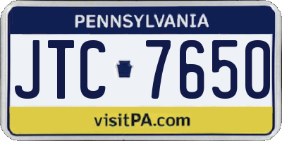 PA license plate JTC7650