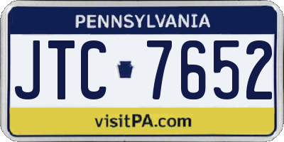 PA license plate JTC7652