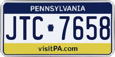 PA license plate JTC7658