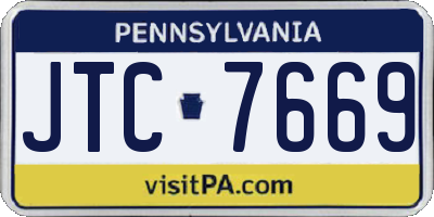 PA license plate JTC7669