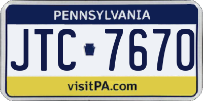PA license plate JTC7670