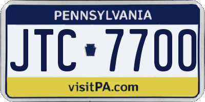 PA license plate JTC7700