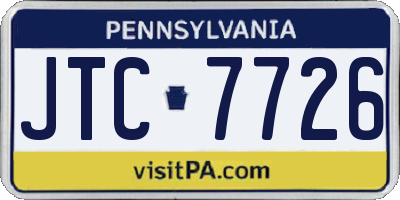 PA license plate JTC7726