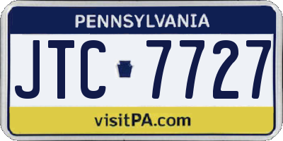 PA license plate JTC7727