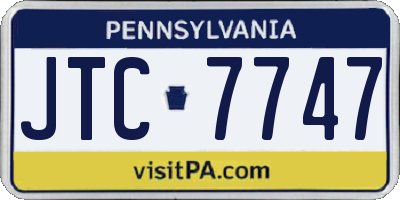 PA license plate JTC7747