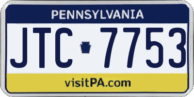 PA license plate JTC7753
