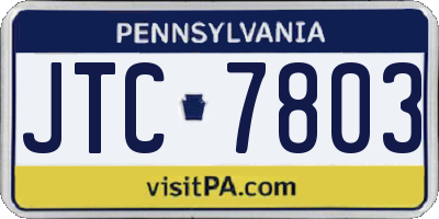 PA license plate JTC7803