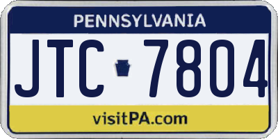 PA license plate JTC7804