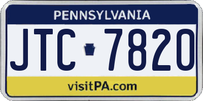 PA license plate JTC7820