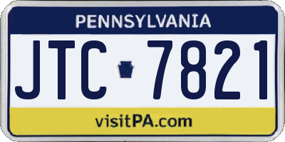 PA license plate JTC7821