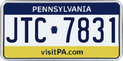 PA license plate JTC7831
