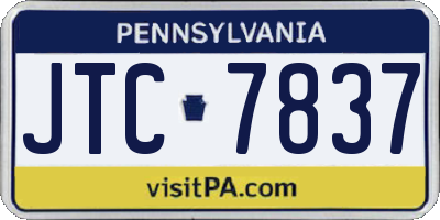 PA license plate JTC7837
