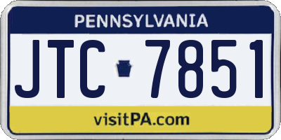 PA license plate JTC7851