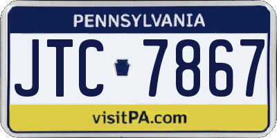 PA license plate JTC7867