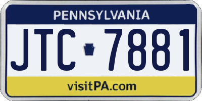 PA license plate JTC7881