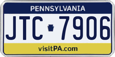 PA license plate JTC7906