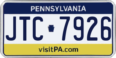 PA license plate JTC7926