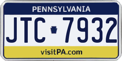 PA license plate JTC7932