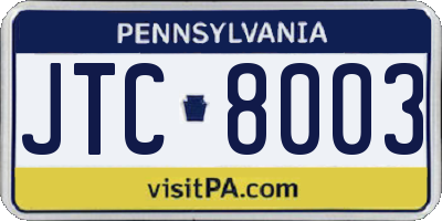 PA license plate JTC8003