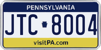 PA license plate JTC8004