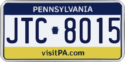 PA license plate JTC8015