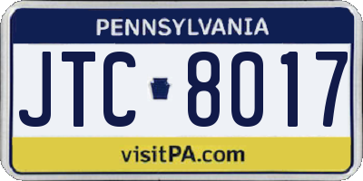 PA license plate JTC8017