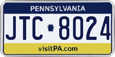 PA license plate JTC8024