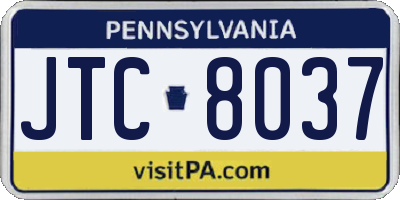 PA license plate JTC8037