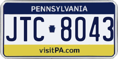 PA license plate JTC8043